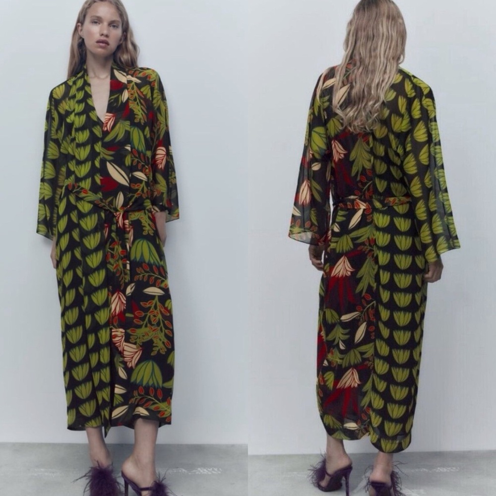 Zara Long Flowing Loose-Fitting Shirt Dress